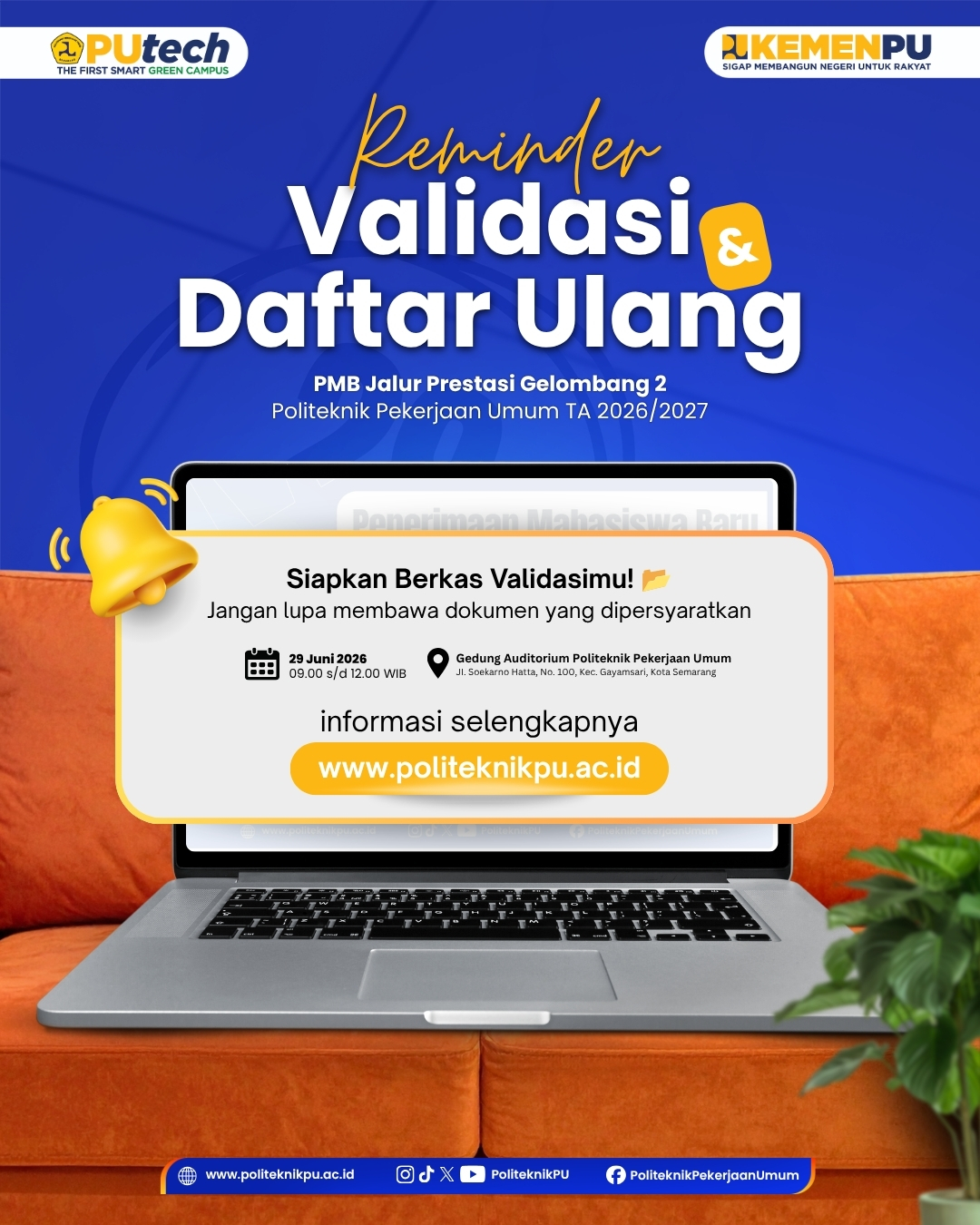 Calon Mahasiswa Baru PUtech Jalur Prestasi Gelombang II, Saatnya Bersiap Validasi Berkas dan Daftar Ulang