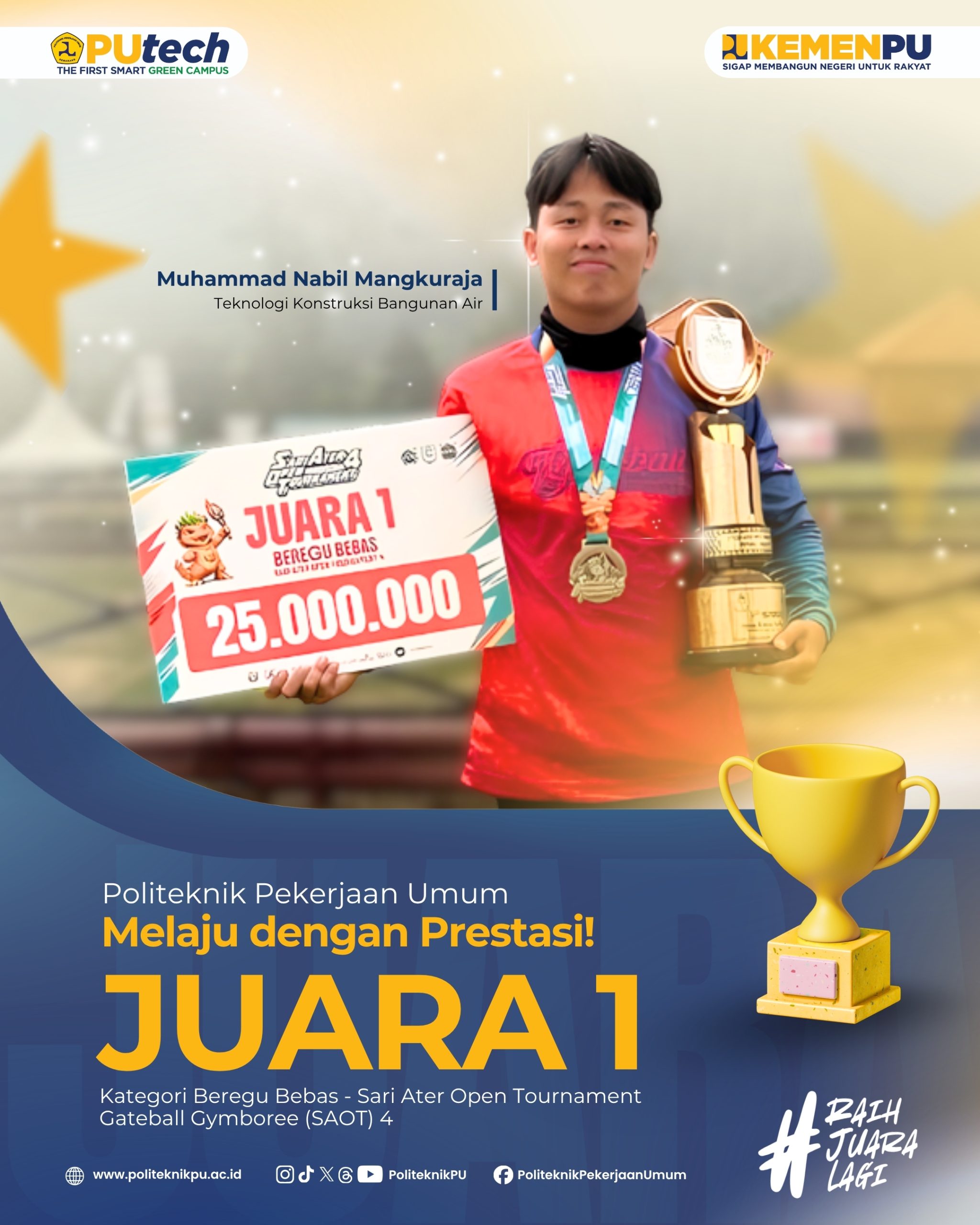 Debut Manis Mahasiswa PUtech Raih Juara I Beregu Bebas pada Sari Ater Open Tournament Gateball Gymboree 4